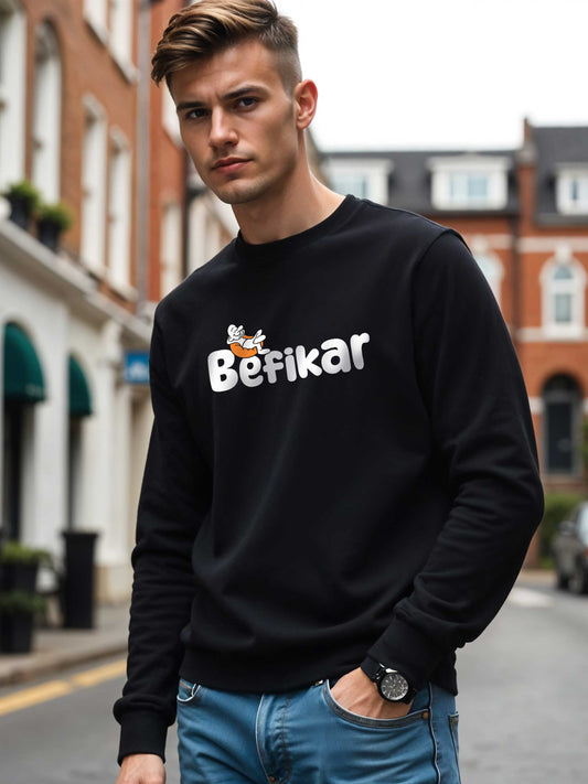 Befikar - Crokemon Classic Graphic Printed Black Sweatshirt