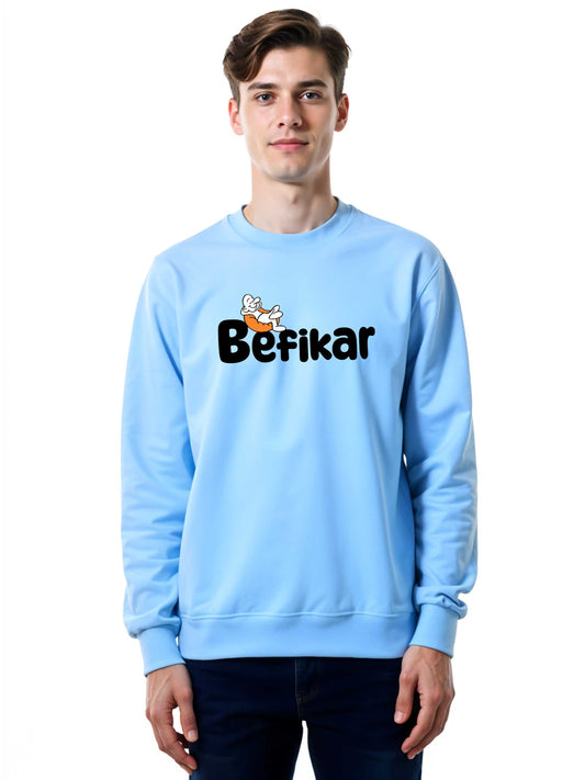 Befikar - Crokemon Classic Graphic Printed Baby Blue Sweatshirt