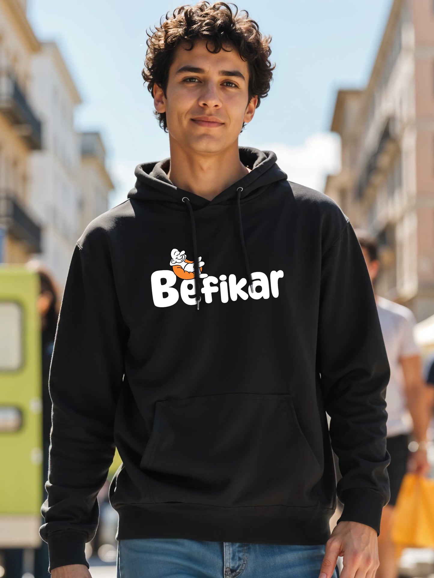 Befikar- Crokemon Classic Graphic Printed Black Hooded Sweatshirt