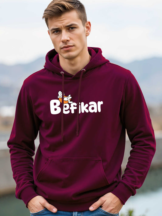 Befikar- Crokemon Classic Graphic Printed Maroon Hooded Sweatshirt