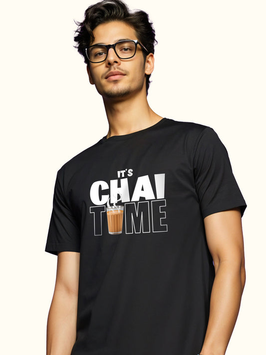 It is Chai Time - Crokemon Classic Graphic Printed Black T-shirt