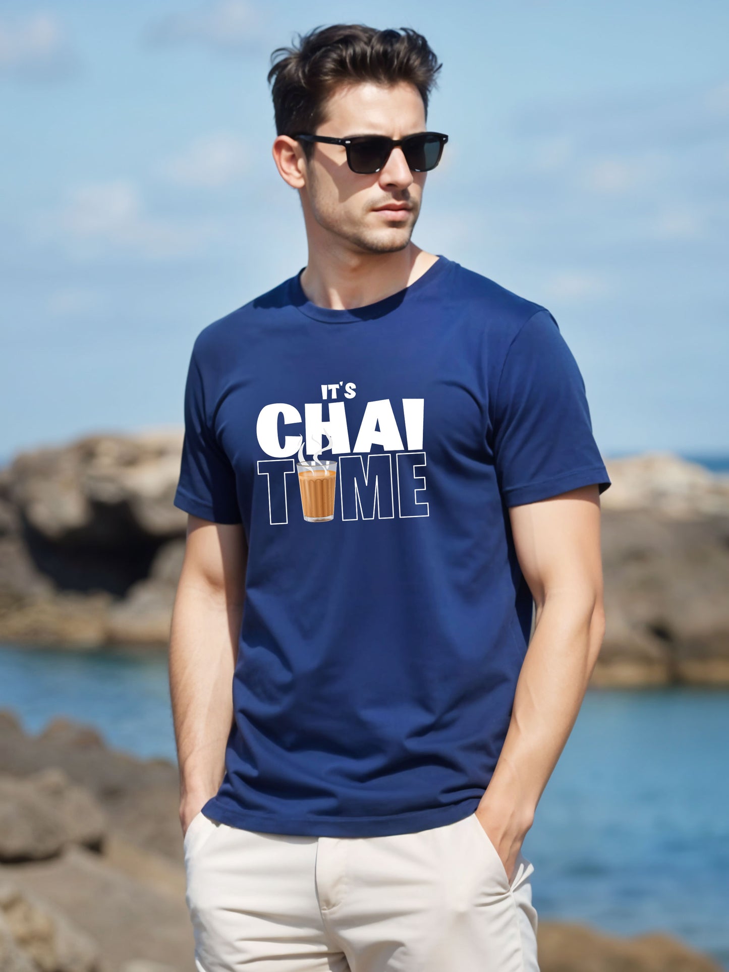 It is Chai Time - Crokemon Classic Graphic Printed Navy Blue T-shirt