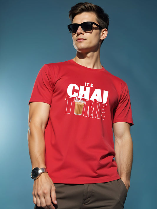 It is Chai Time - Crokemon Classic Graphic Printed Red T-shirt