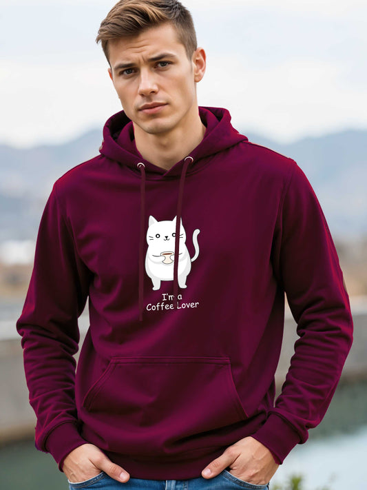 Coffee Lover - Crokemon Classic Graphic Printed Maroon Hooded Sweatshirt