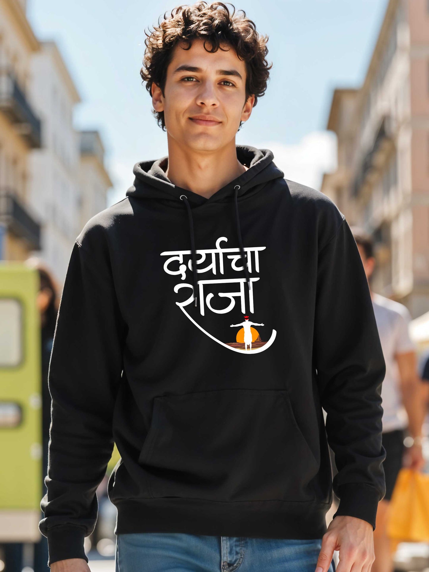 Daryacha Raja - Crokemon Classic Marathi Graphic Printed Black Hoodie