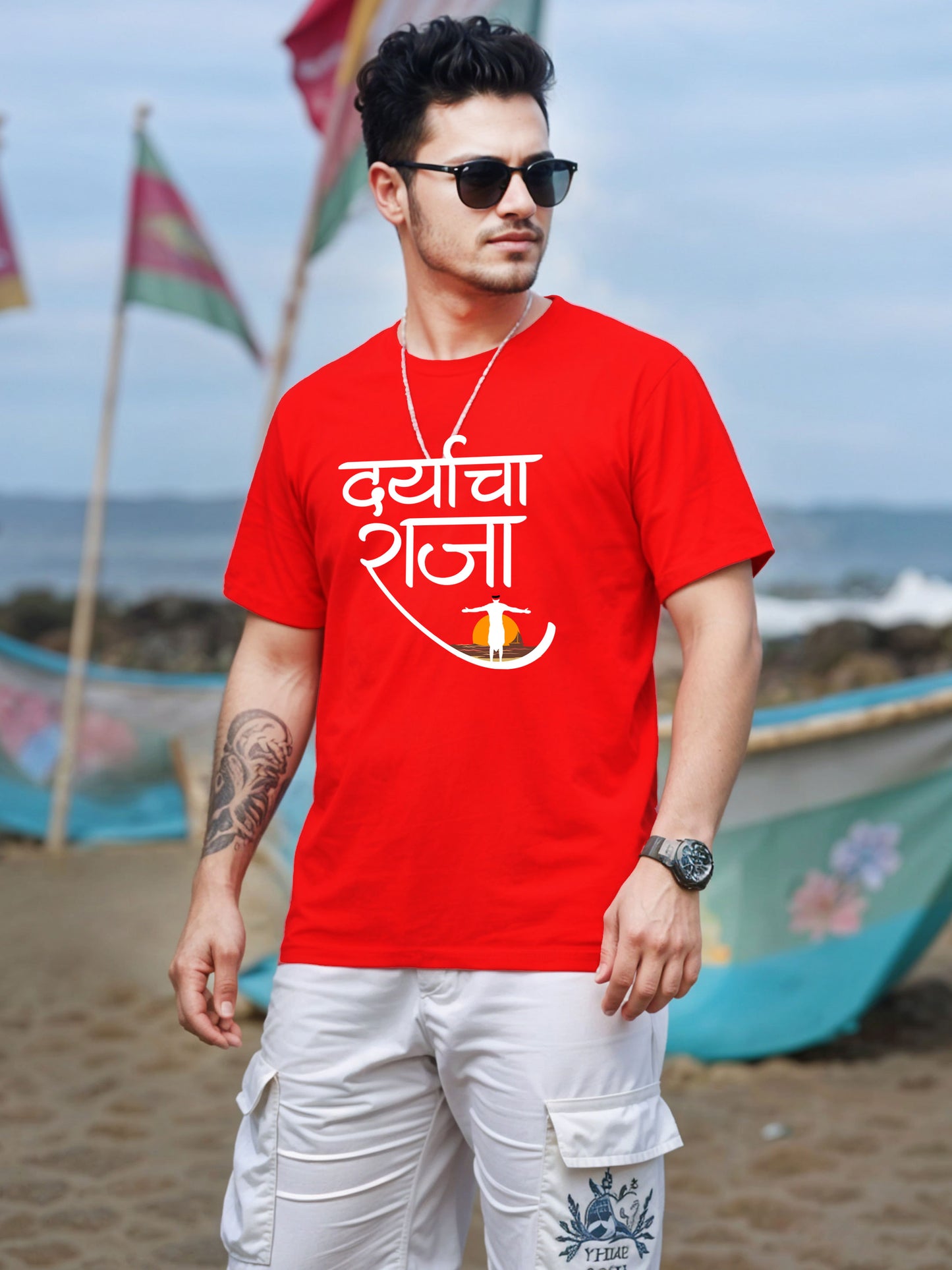 Daryacha Raja - Crokemon Classic Marathi Graphic Printed Red T-shirt