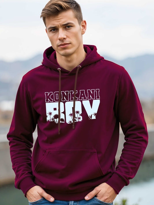 Konkani Boy - Crokemon Classic Graphic Printed Maroon Hooded Sweatshirt